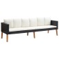 vidaXL Set de muebles de jardín 3 pzas y cojines ratán sintético negro vidaXL Set de muebles de jardín 3 pzas y cojines ratán sintético negro