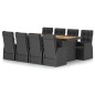 vidaXL Set comedor de jardín 9 piezas y cojines ratán sintético negro vidaXL Set comedor de jardín 9 piezas y cojines ratán sintético negro