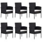 vidaXL Juego de comedor para jardín 7 piezas ratán sintético negro