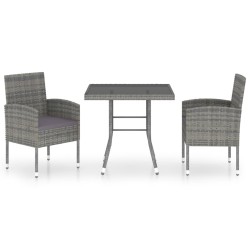 vidaXL Juego de comedor jardín 3 piezas ratán sintético gris antracita