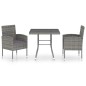 vidaXL Juego de comedor jardín 3 piezas ratán sintético gris antracita vidaXL Juego de comedor jardín 3 piezas ratán sintético gris antracita