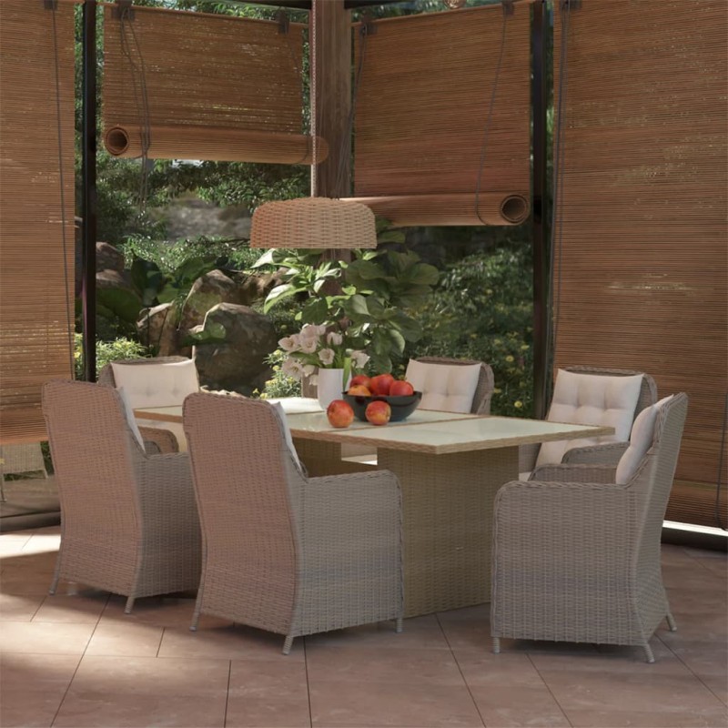 vidaXL Juego de comedor para jardín 7 piezas ratán sintético marrón vidaXL Juego de comedor para jardín 7 piezas ratán sintético marrón