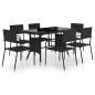 vidaXL Juego de comedor para jardín 7 piezas ratán sintético negro vidaXL Juego de comedor para jardín 7 piezas ratán sintético negro