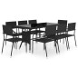 vidaXL Juego de comedor para jardín 9 piezas ratán sintético negro vidaXL Juego de comedor para jardín 9 piezas ratán sintético negro