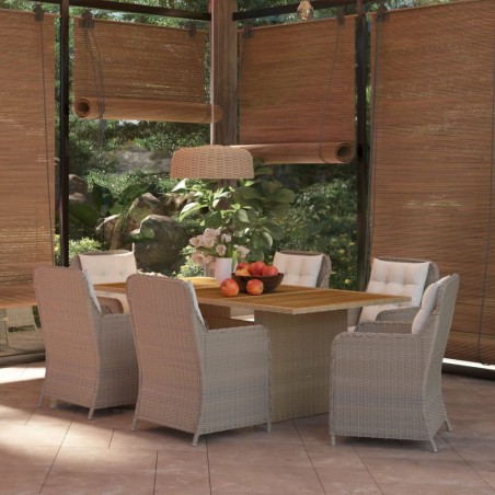vidaXL Juego de comedor para jardín 7 piezas ratán sintético marrón
