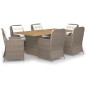 vidaXL Juego de comedor para jardín 7 piezas ratán sintético marrón