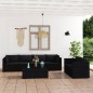 vidaXL Set muebles de jardín 7 piezas y cojines ratán sintético negro