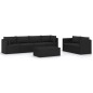 vidaXL Set muebles de jardín 7 piezas y cojines ratán sintético negro