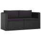 vidaXL Set muebles de jardín 7 piezas y cojines ratán sintético negro
