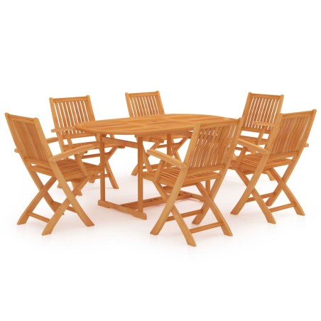 vidaXL Conjunto de comedor de jardín 7 piezas madera maciza de teca
