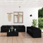 vidaXL Set muebles de jardín 9 piezas y cojines ratán sintético negro vidaXL Set muebles de jardín 9 piezas y cojines ratán sintético negro