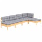 vidaXL Juego de muebles de jardín 5 pzas y cojines madera pino gris