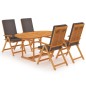 vidaXL Set de comedor para jardín 5 piezas teca maciza y cojines gris vidaXL Set de comedor para jardín 5 piezas teca maciza y cojines gris