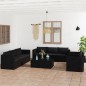 vidaXL Set de muebles de jardín 10 pzas cojines ratán sintético negro vidaXL Set de muebles de jardín 10 pzas cojines ratán sintético negro