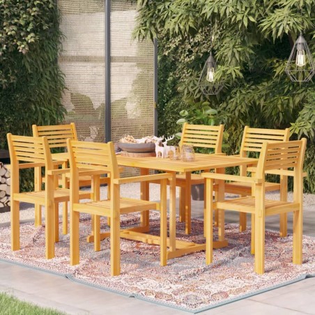 vidaXL Conjunto de comedor de jardín 7 piezas madera maciza de teca