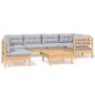 vidaXL Juego de muebles de jardín 7 pzas y cojines madera pino gris vidaXL Juego de muebles de jardín 7 pzas y cojines madera pino gris