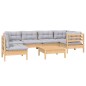 vidaXL Juego de muebles de jardín 7 pzas y cojines madera pino gris vidaXL Juego de muebles de jardín 7 pzas y cojines madera pino gris