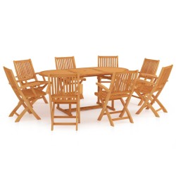 vidaXL Conjunto de comedor de jardín 9 piezas madera maciza de teca