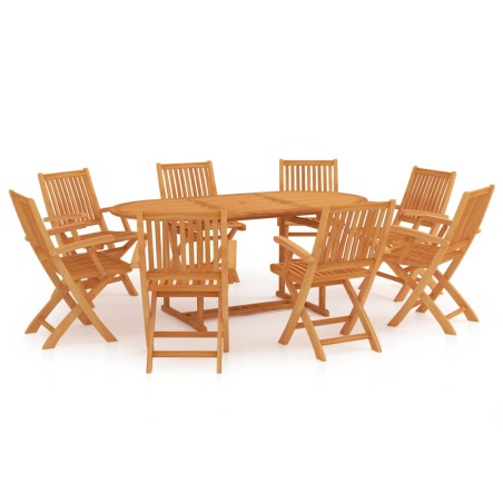 vidaXL Conjunto de comedor de jardín 9 piezas madera maciza de teca