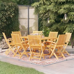 vidaXL Conjunto de comedor de jardín 9 piezas madera maciza de teca