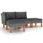 vidaXL Set de muebles de jardín 4 pzas y cojines ratán sintético gris