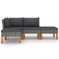 vidaXL Set de muebles de jardín 4 pzas y cojines ratán sintético gris