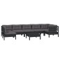 vidaXL Muebles de jardín 8 pzas con cojines negro madera de pino vidaXL Muebles de jardín 8 pzas con cojines negro madera de pino