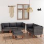 vidaXL Set de muebles de jardín 6 pzas y cojines ratán sintético gris vidaXL Set de muebles de jardín 6 pzas y cojines ratán sintético gris