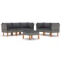vidaXL Set de muebles de jardín 6 pzas y cojines ratán sintético gris vidaXL Set de muebles de jardín 6 pzas y cojines ratán sintético gris
