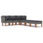 vidaXL Set de muebles de jardín 6 pzas y cojines ratán sintético gris vidaXL Set de muebles de jardín 6 pzas y cojines ratán sintético gris