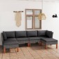 vidaXL Set de muebles de jardín 6 pzas y cojines ratán sintético gris vidaXL Set de muebles de jardín 6 pzas y cojines ratán sintético gris