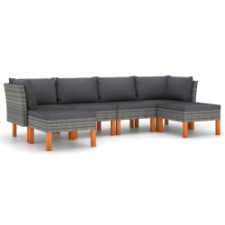 vidaXL Set de muebles de jardín 6 pzas y cojines ratán sintético gris
