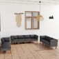 vidaXL Set de muebles de jardín 10 pzas y cojines ratán sintético gris vidaXL Set de muebles de jardín 10 pzas y cojines ratán sintético gris