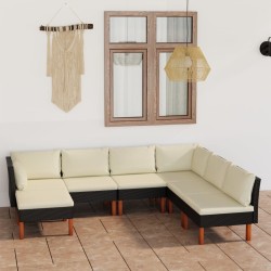vidaXL Set de muebles de jardín 7 pzas y cojines ratán sintético negro
