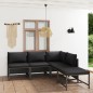 vidaXL Set de muebles de jardín 5 pzas y cojines ratán sintético gris vidaXL Set de muebles de jardín 5 pzas y cojines ratán sintético gris