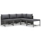 vidaXL Set de muebles de jardín 5 pzas y cojines ratán sintético gris vidaXL Set de muebles de jardín 5 pzas y cojines ratán sintético gris