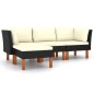 vidaXL Set de muebles de jardín 4 pzas y cojines ratán sintético negro vidaXL Set de muebles de jardín 4 pzas y cojines ratán sintético negro
