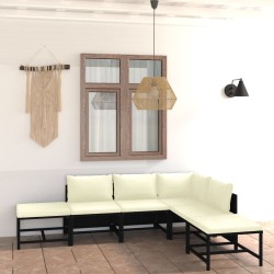 vidaXL Set de muebles de jardín 6 pzas y cojines ratán sintético negro