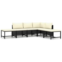 vidaXL Set de muebles de jardín 6 pzas y cojines ratán sintético negro