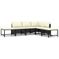 vidaXL Set de muebles de jardín 6 pzas y cojines ratán sintético negro vidaXL Set de muebles de jardín 6 pzas y cojines ratán sintético negro