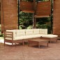 vidaXL Muebles de jardín 6 pzas y cojines madera de pino marrón miel vidaXL Muebles de jardín 6 pzas y cojines madera de pino marrón miel