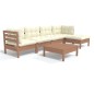 vidaXL Muebles de jardín 6 pzas y cojines madera de pino marrón miel vidaXL Muebles de jardín 6 pzas y cojines madera de pino marrón miel