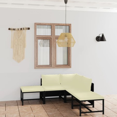 vidaXL Set de muebles de jardín 6 pzas y cojines ratán sintético negro