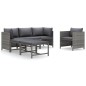 vidaXL Set de muebles de jardín 6 pzas y cojines ratán sintético gris vidaXL Set de muebles de jardín 6 pzas y cojines ratán sintético gris