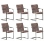 vidaXL Sillas voladizas de comedor 6 unidades cuero auténtico marrón vidaXL Sillas voladizas de comedor 6 unidades cuero auténtico marrón