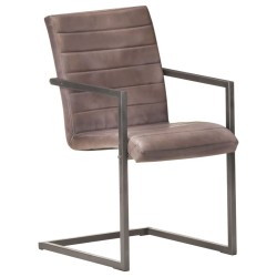 vidaXL Sillas voladizas de comedor 6 unidades cuero auténtico marrón