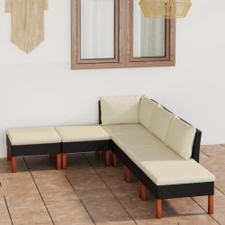 vidaXL Set de muebles de jardín 6 pzas y cojines ratán sintético negro