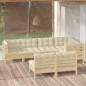 vidaXL Muebles de jardín 7 pzas y cojines madera maciza de pino crema vidaXL Muebles de jardín 7 pzas y cojines madera maciza de pino crema
