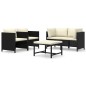 vidaXL Set de muebles de jardín 5 pzas y cojines ratán sintético negro