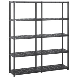 vidaXL Estanterías de almacenaje 5 niveles plástico negro 142x38x170cm